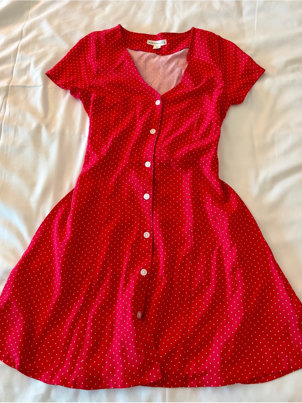 Aéropostale Red Polka Dot Fit & Flare Dress XS